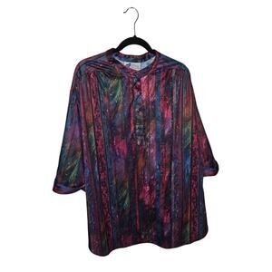 Top Notch Vintage Shirt – Fits Like 2X – Multicolor Abstract Vertical Stripes
